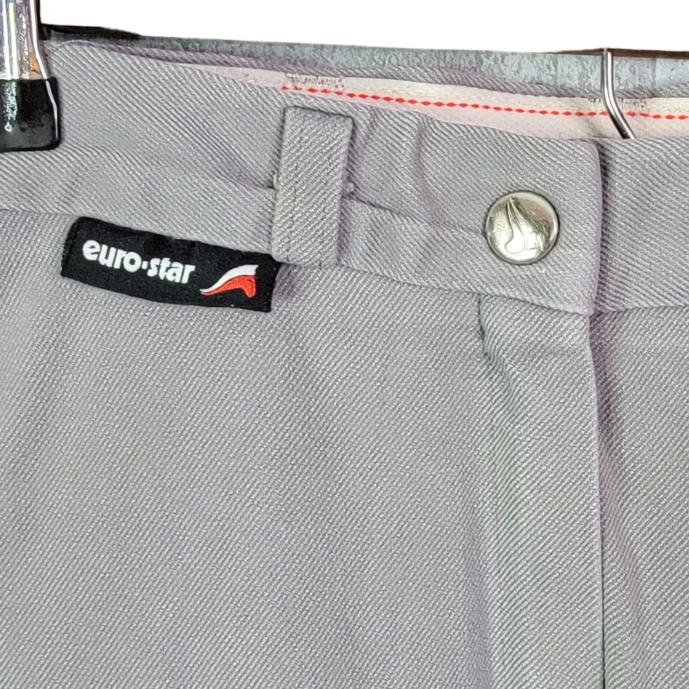 Euro-Star Gray Red Plaid Full Seat Suede Breeches Horse Riding Equestrian Pants
